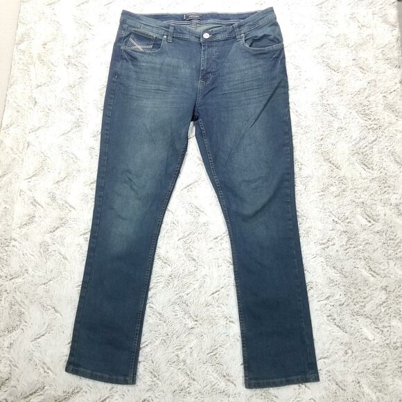 Abstract One Jeans Mens 38×32 Blue Straight Dark Wash Denim - Picture 1 of 12